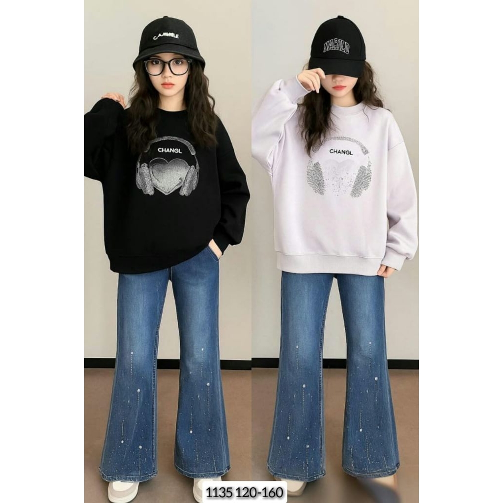 SET JEANS KULOT MUSIK IMPORT Size 120-160