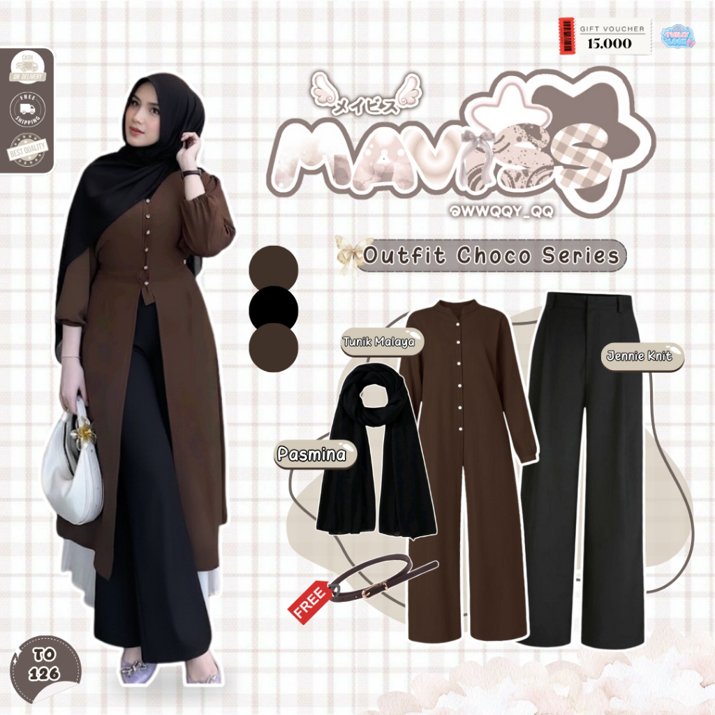 Zize Oneset Outfit Wanita Remaja ( Pasmina + Tunik + Celana ) Outfit Kekinian - TO126