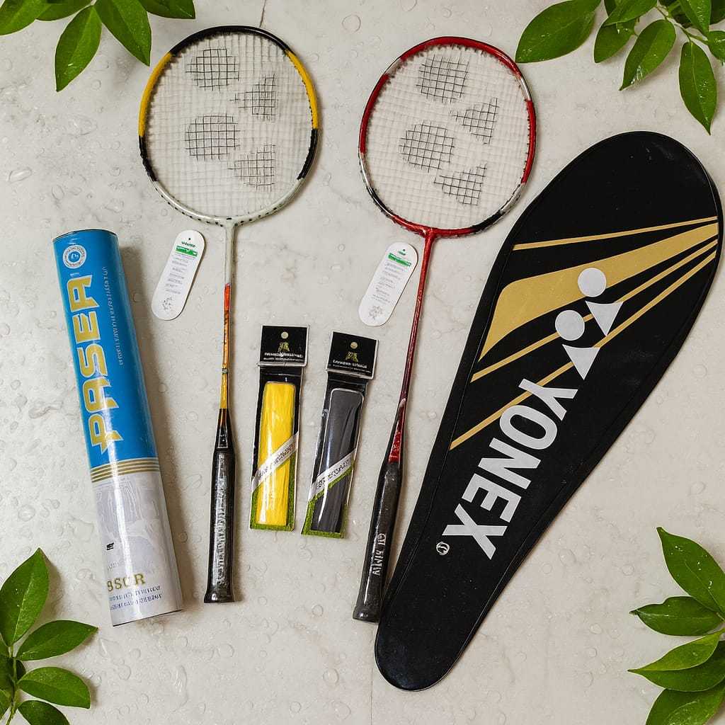 Raket Badminton Remaja + Shuttlecock & Tas | Raket Senar 22LBS Siap Pakai