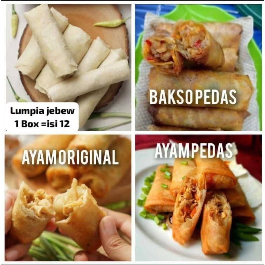 Lumpia Jebew Mix Ayam Original Pedas Bakso Frozen 1 box isi 12 Makanan Kuliner