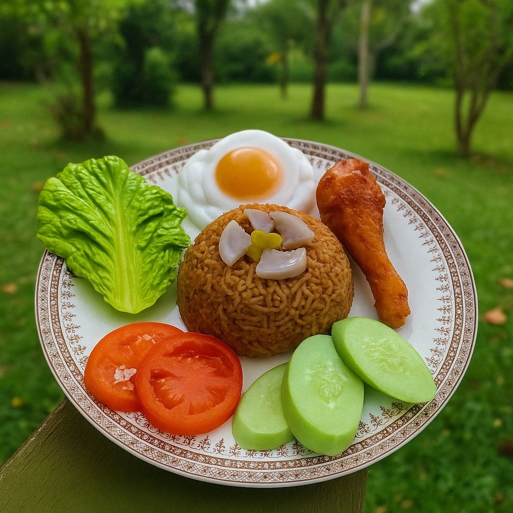 Replika makanan paket lengkap Nasi Goreng  (1 set) / dummy makanan / dekorasi meja makan / etalase t