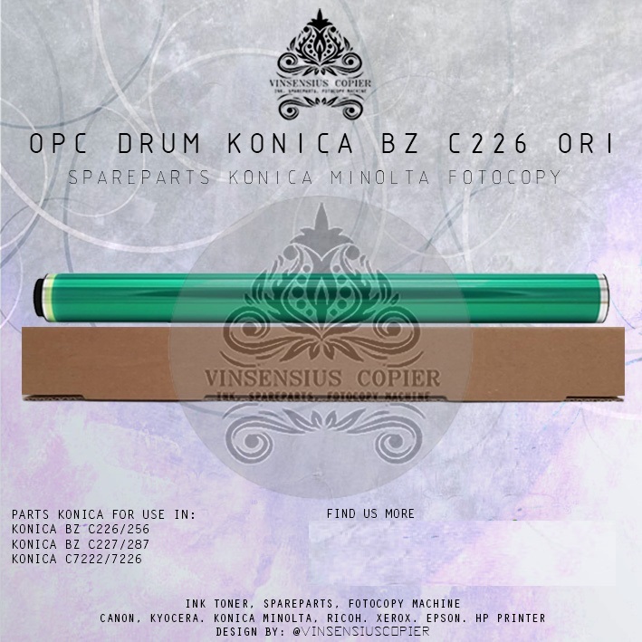 OPC Drum Konica Minolta Warna C 226 256 227 287 7222 7226 Colour Fotocopy Original BDBZC226-000