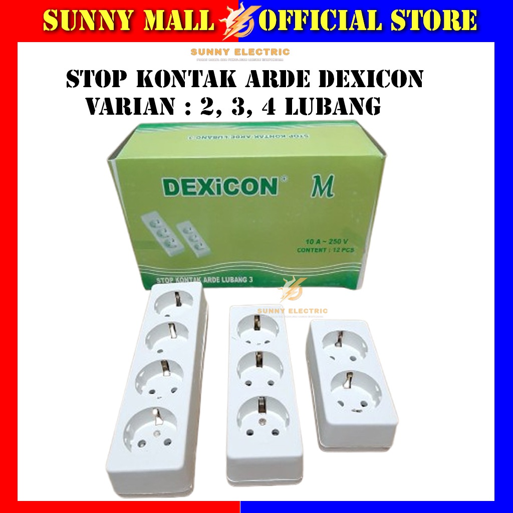 Stop kontak arde dexicon 2 lubang/colokan listrik murah/2 lubang/3 lubang/4 lubang
