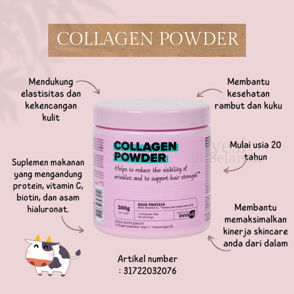 INNOVIT COLLAGEN POWDER JUMBO DENGAN BIOTIN DAN VITAMIN C 300 gram