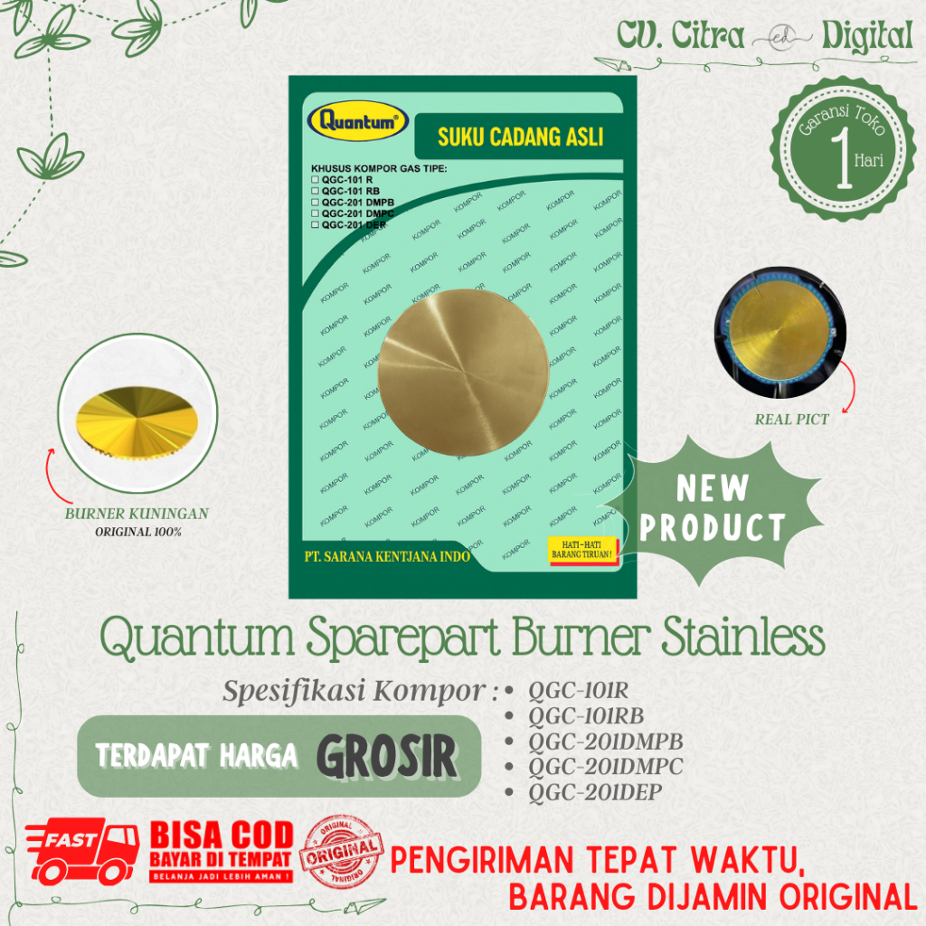 Quantum Sparepart Kompor Burner Kuningan 80mm / Burner Kuningan Kompor Quantum ORIGINAL