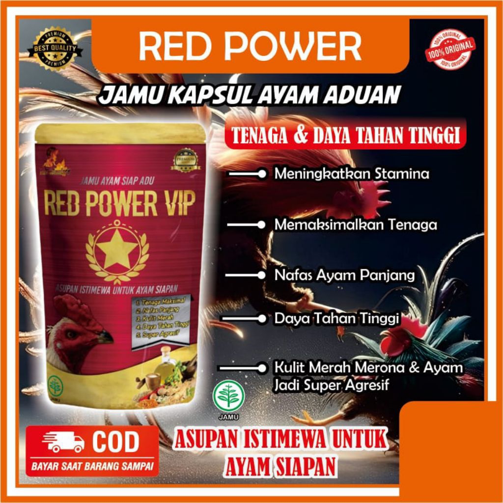RED POWER, Jamu ayam siap adu, meningkatkan Mental, memaksimalkan tenaga Ayam Aduan
