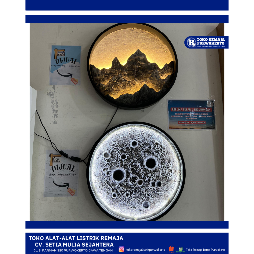 Lampu Dinding Hias 3D Moon Light & Mountain Light