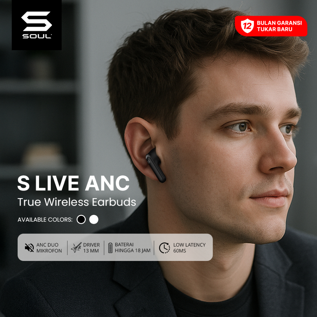 SOUL S Live OE ANC TWS Bluetooth Audio Transparency Mode True Wireless Earbuds On Ear