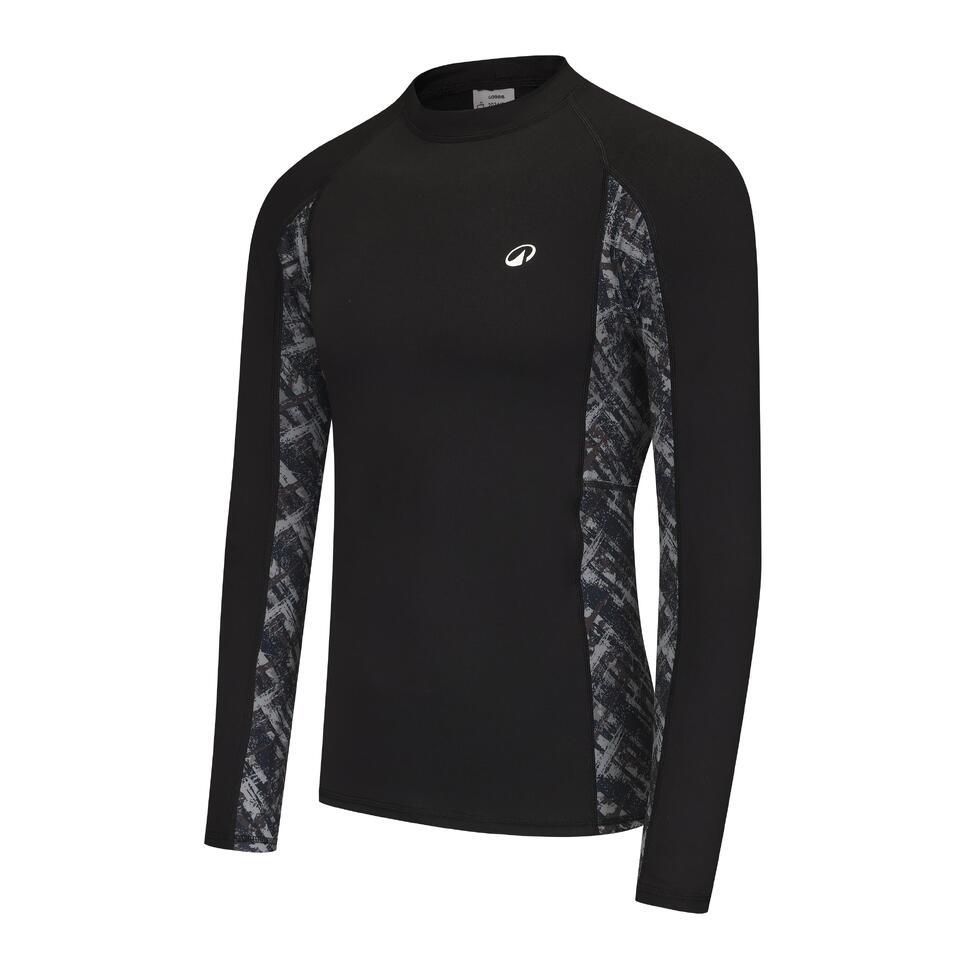 Decathlon OLAIAN Baju Lengan Panjang Anti UV Selancar Pria Hitam/Abu-Abu - 8861720