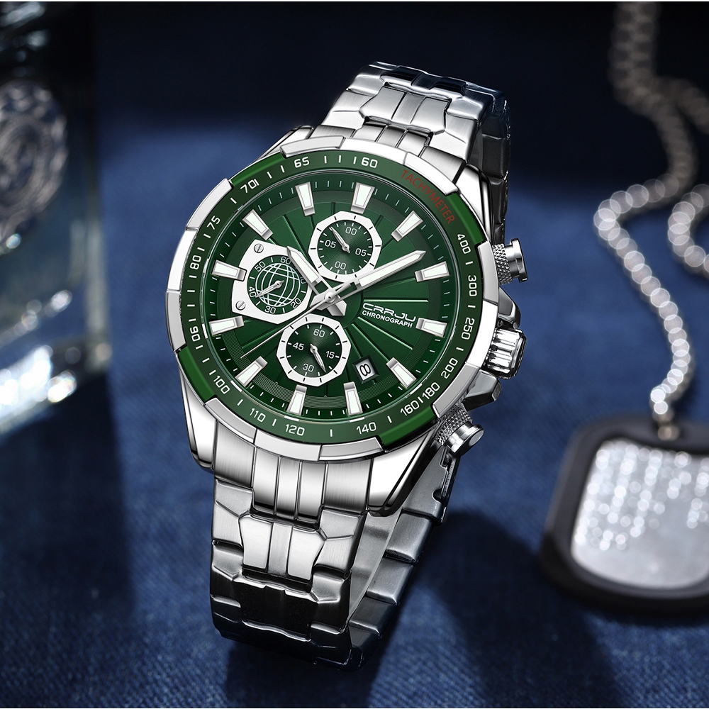 CRRJU 2296 Jam Tangan Pria Fashion Quartz Business Waterproof Casual Watch