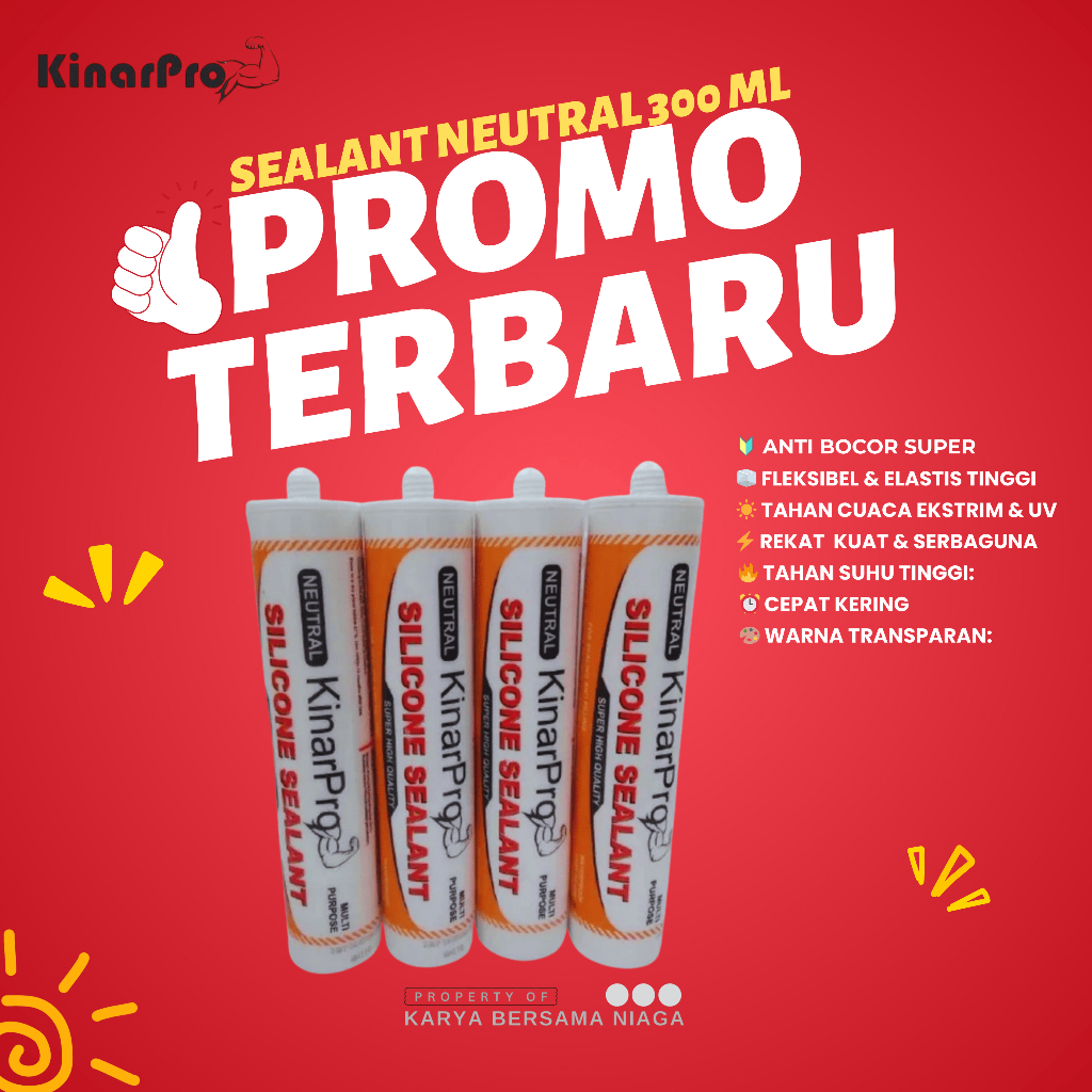 Kinarpro Sealant 300ml - Silicone Sealant Netral Untuk Kaca / Kermik / Logam / Anti Lumut & Jamur