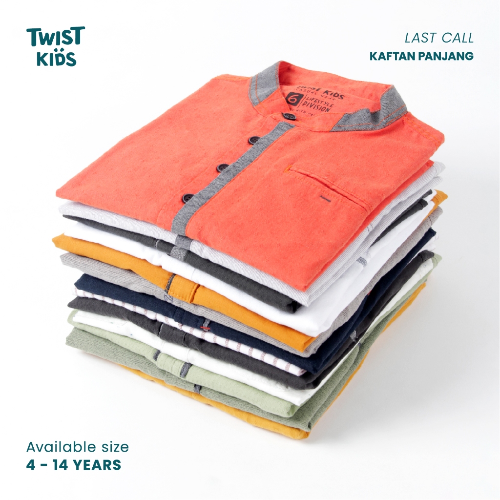 Twist Kids - LAST CALL Kemeja Koko Lengan Panjang Warna Model Motif Random Anak Laki-Laki