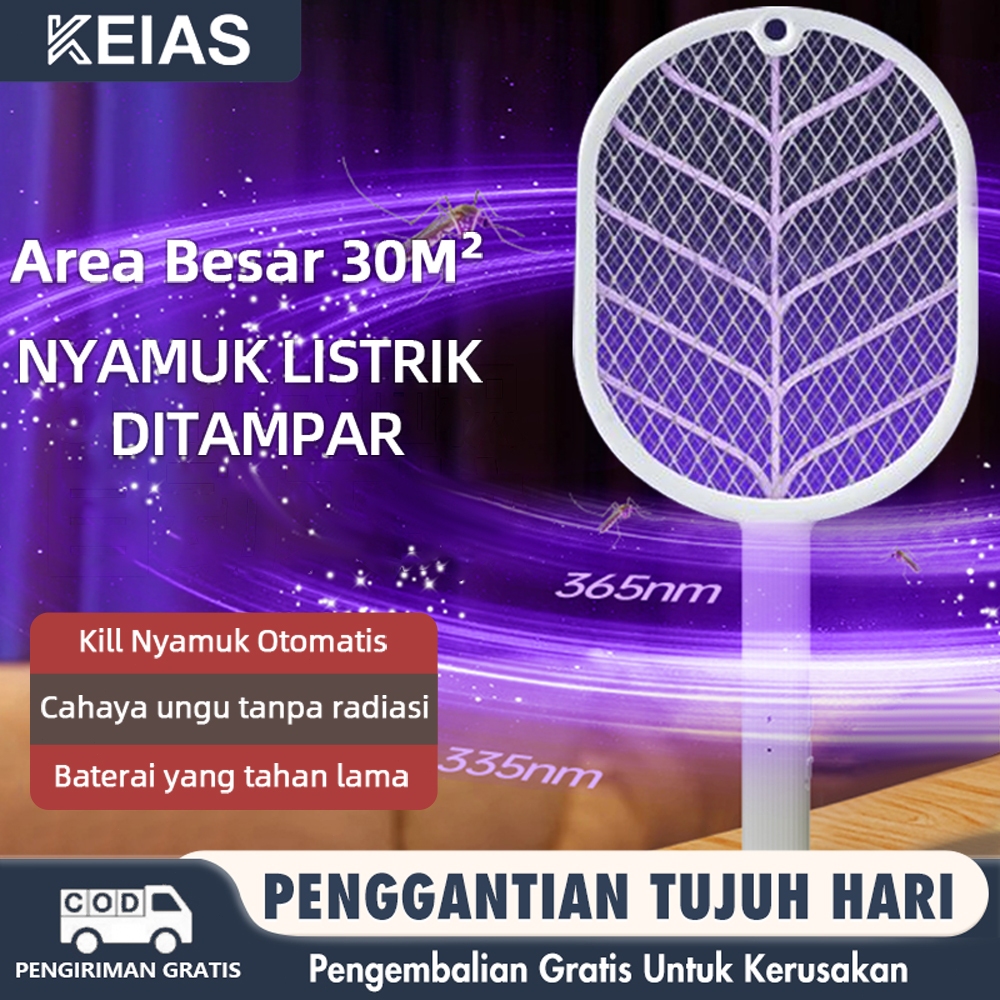 Raket Nyamuk Listrik Standing / Raket Nyamuk Elektrik Cas Ori Tahan Lama Murah Awet Charger Usb 3 in