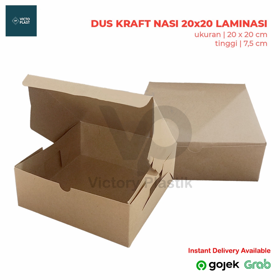 Dus Nasi / Box Kraft Coklat Laminasi 20x20x7,5