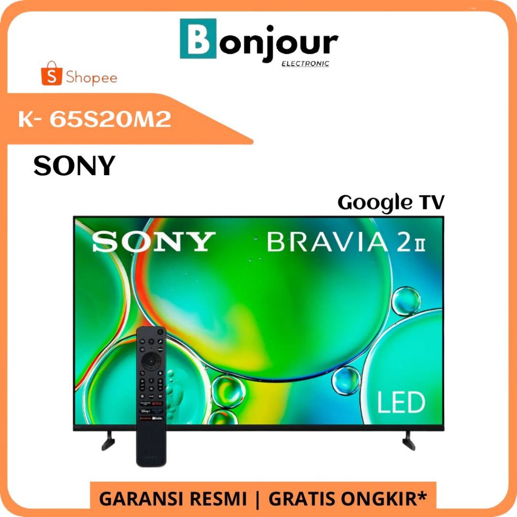Google TV Sony 65 Inch K-65S20M2 Bravia 2 II 4K Ultra HD HDR TV SONY 65 Inci 65S20M2