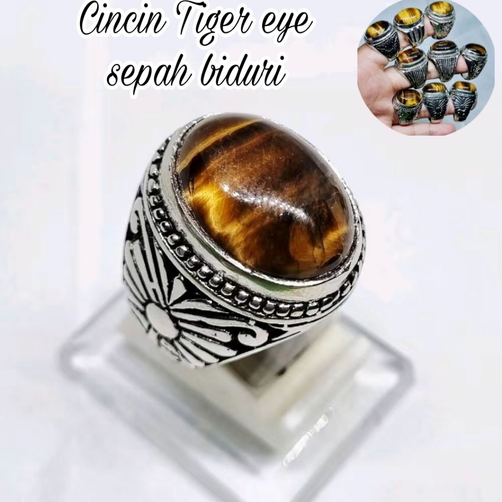 Cincin batu akik tiger eye / biduri sepah / rings cincin pria