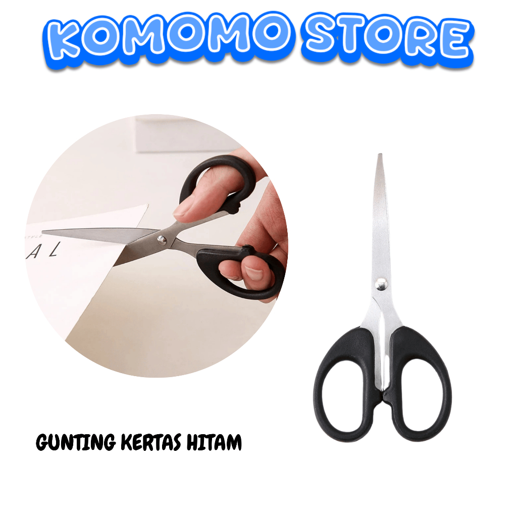 KMM Gunting Kertas Hitam Stainless Steel H1055 Super Tajam Gunting Rambut Ukuran Besar Sedang Dan Ke
