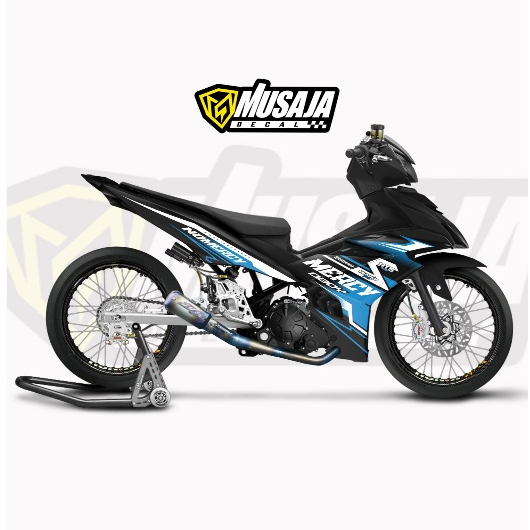 Striping mx king Chrom Prostreet biru putih Semi decal