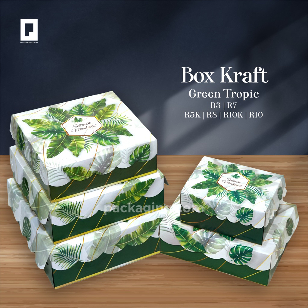 Dus Nasi Motif Green Tropical/Dus Berkat/Box Nasi