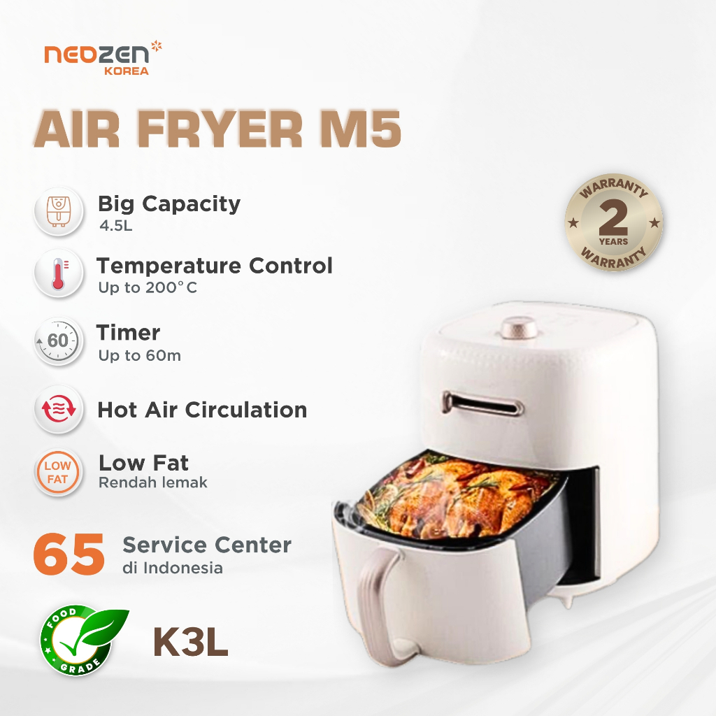 Neozen Air Fryer M5 - 4,5Liter Low Watt Penggorengan Tanpa Minyak