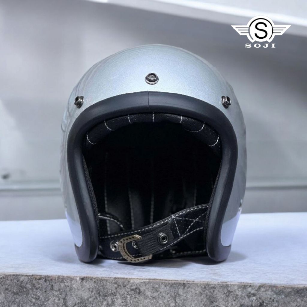 Helm Slim Head SOJI 500TX 02 Solid Retro Bogo Japstyle SNI – Helm Motor Klasik Pria Wanita | Helm Bo