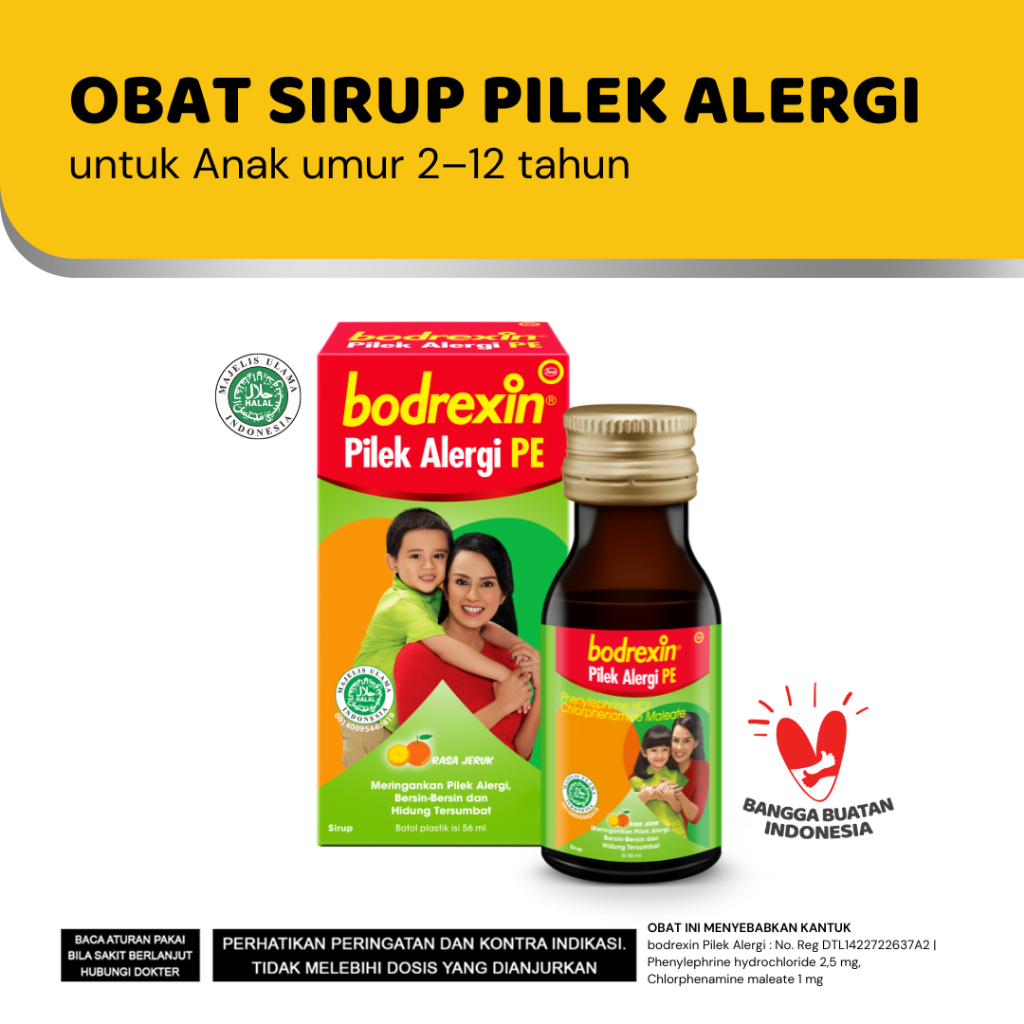 Bodrexin Pilek Alergi PE Sirup 56 ml - Obat Pilek Bersin Hidung Tersumbat