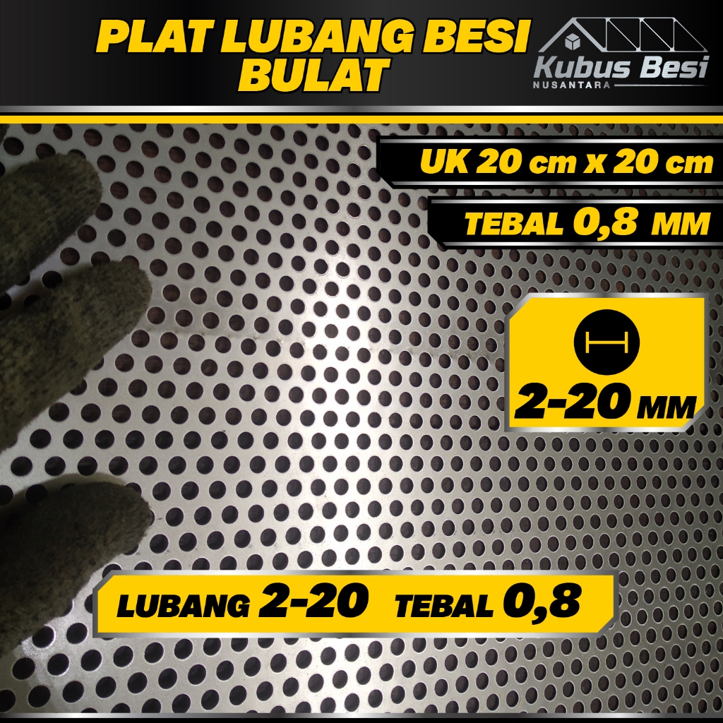 Ram Grill Speaker - 20x20 cm - Plat Lubang Bulat 2,3,4,5,6,7,8,9,10,12,14,16,18,20 mm - Tebal 0,8 mm