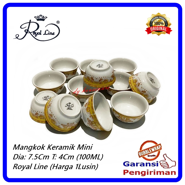 12Pcs Mangkok Keramik SNI Mangkuk Cuko Mangkok Kecil Mahkota Emas 12 PCS / 1 LUSIN