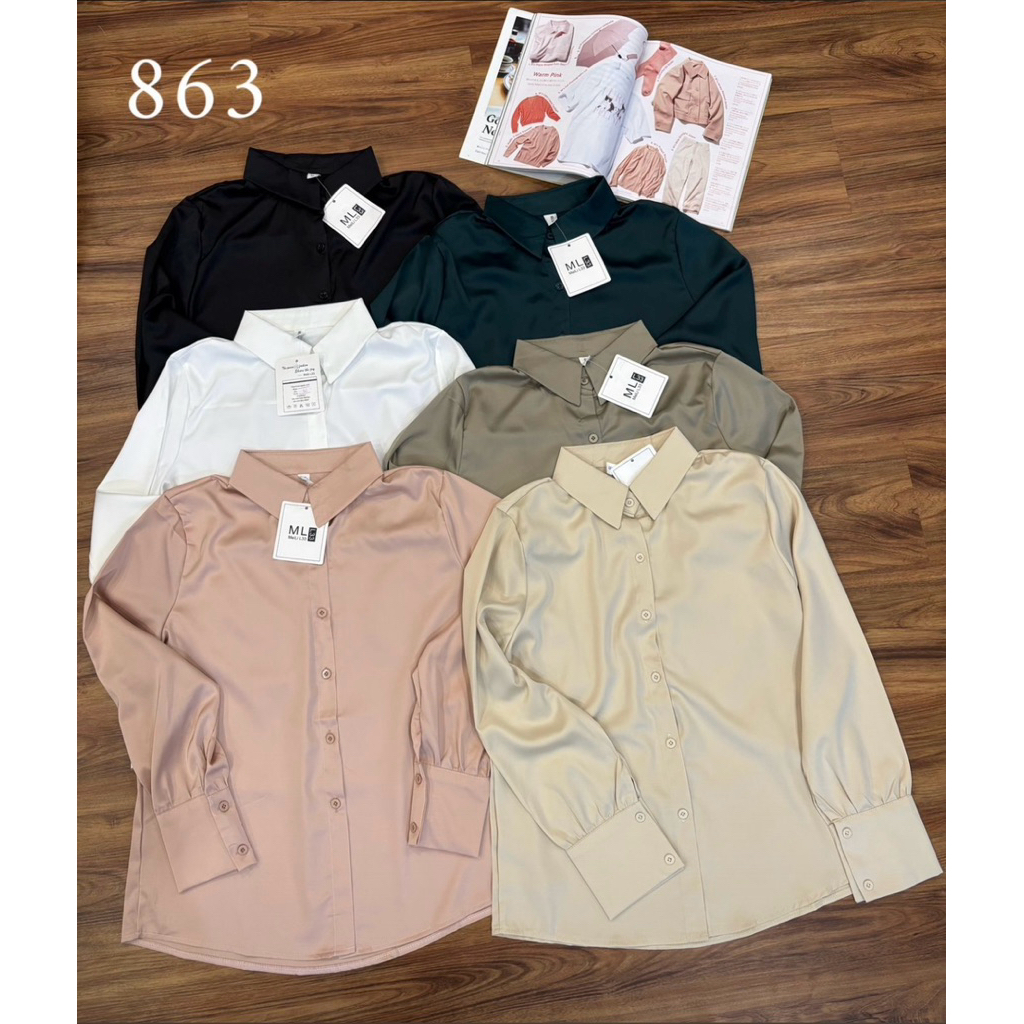 KEMEJA SILK IMPORT / KEMEJA KANTORAN IMPORT / KEMEJA SILK CROP TOP