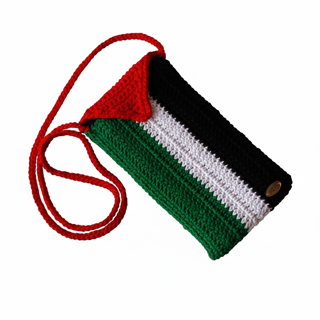 Tas Rajut Tempat HP free Palestine / Dompet Hp Rajut Motif Bendera Palestina