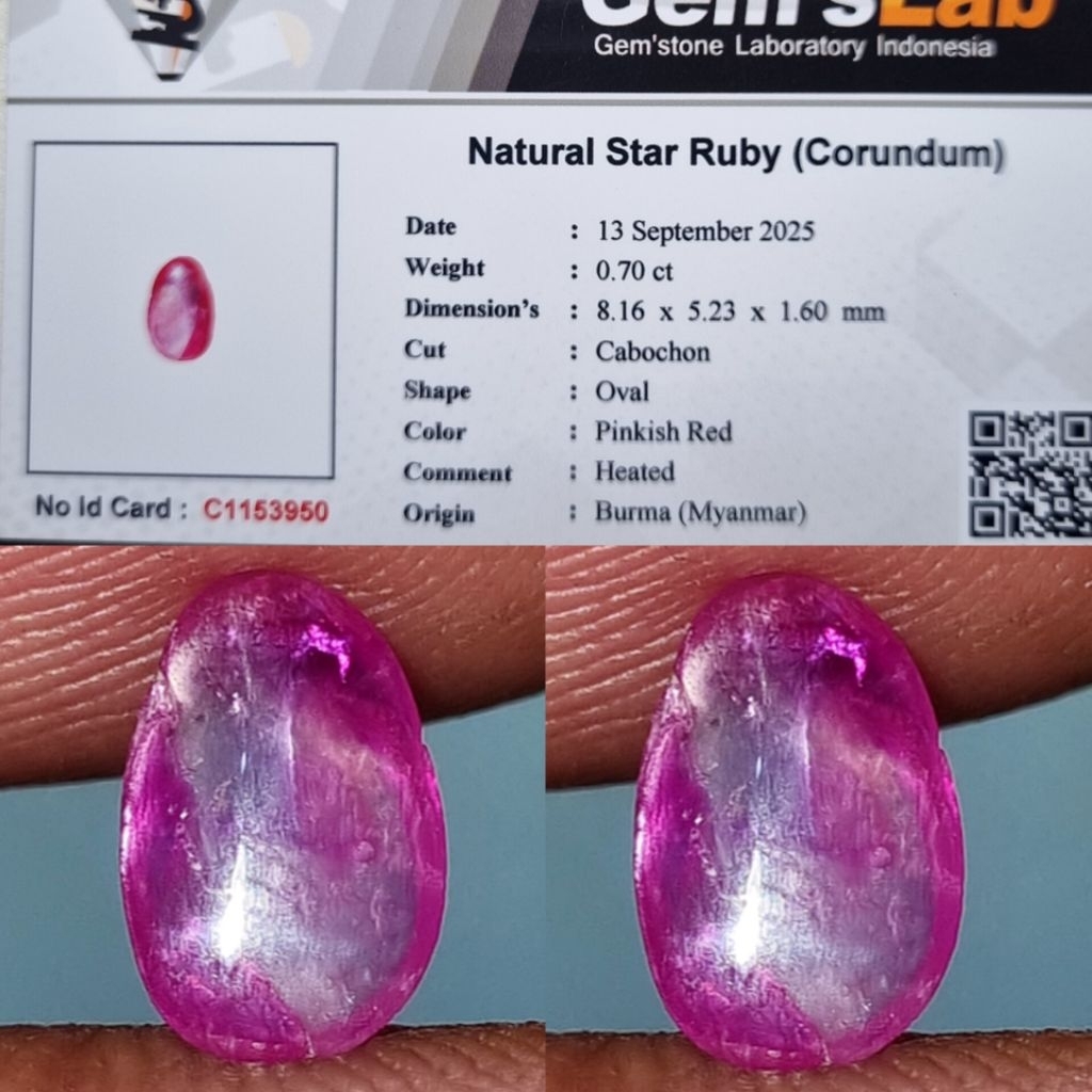 Hot item Natural Star Ruby 0.70 crt No Heated Burma Myanmar