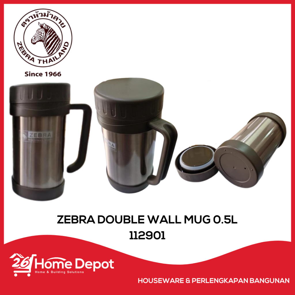 ZEBRA Double Wall MUG 500ML 112901 / Cangkir / Celas Stainless Steel