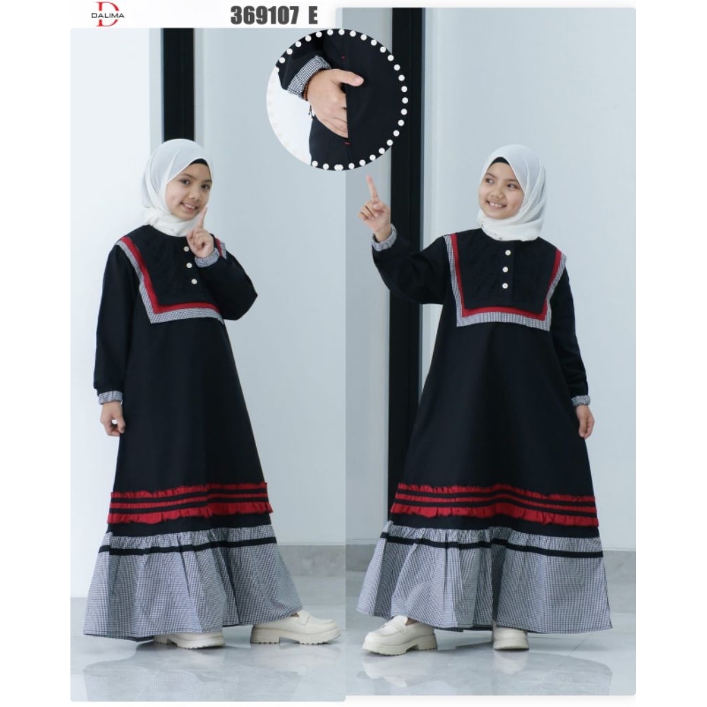 GAMIS ANAK DALIMA KIDS KATUN POLOS BORDIR SYAINA SEMUT