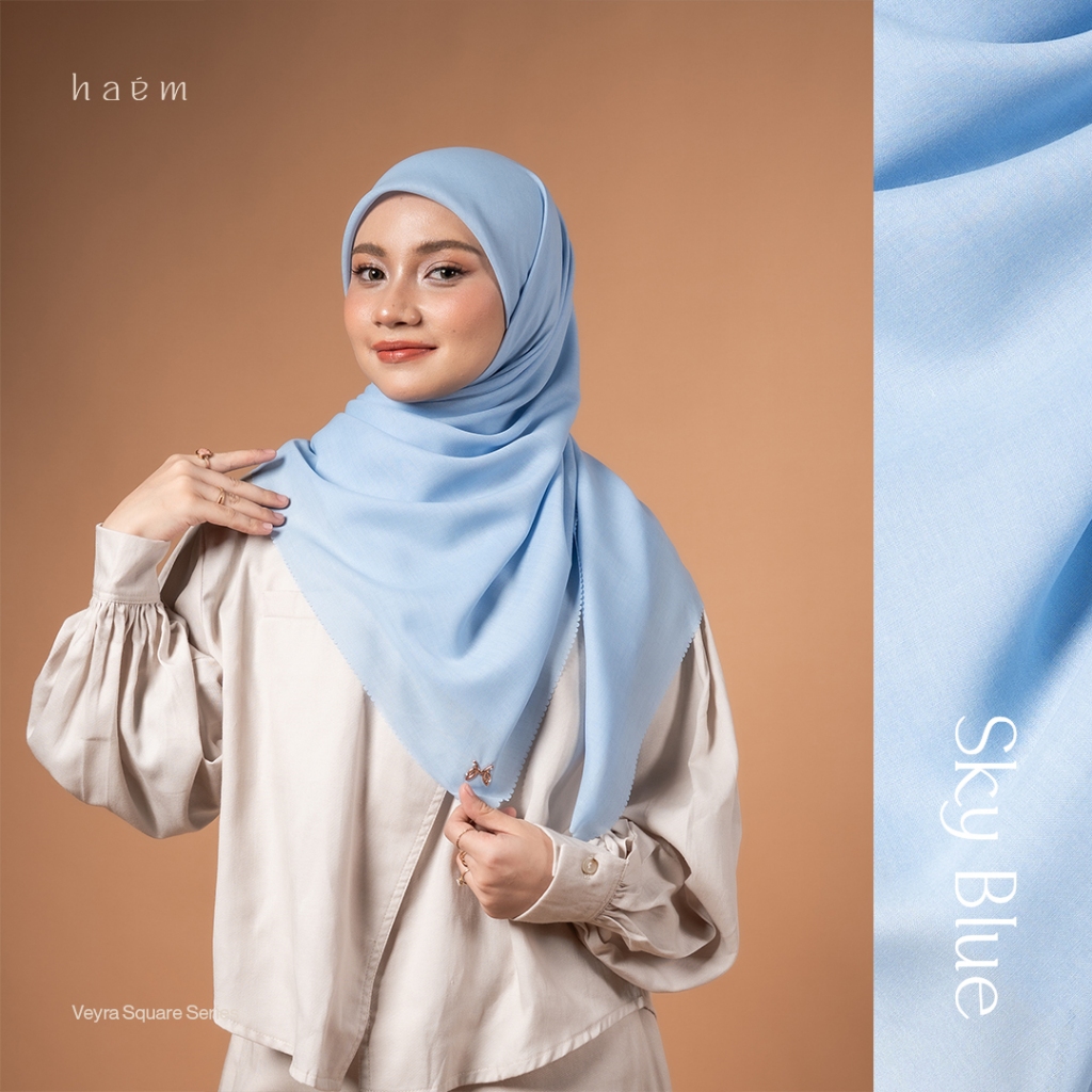 Haem - Hijab Voal Premium Segi Empat Polos Veyra Series - Sky Blue
