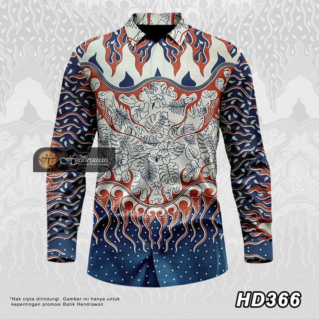 Batik Hendrawan Kemeja Batik Pria Solo Modern Lengan Panjang Lapis Furing Bahan Katun Premium HD 366