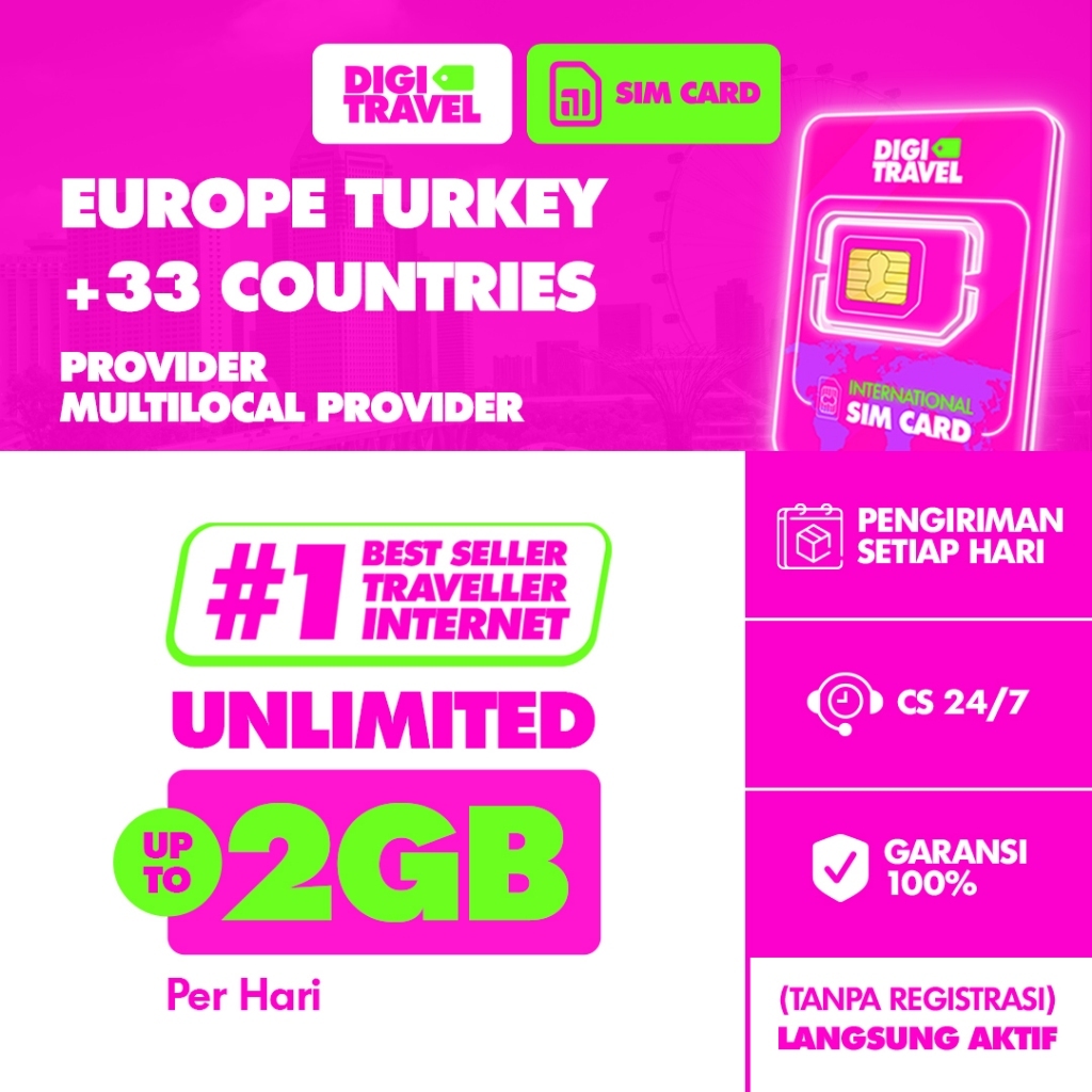 Sim Card Europe Turkey Unlimited | Simcard Eropa Turki | SIM Card Europe DIGITRAVEL