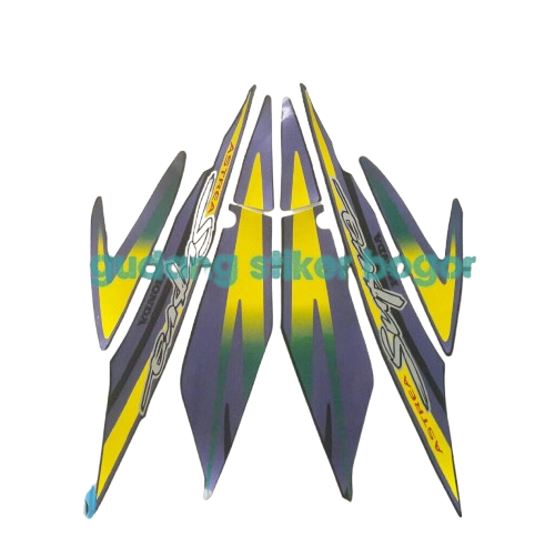 striping stiker motor honda supra 100 1997 hitam-kuning
