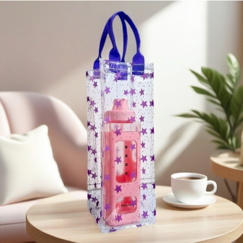 Tas Mika Botol Tebal 0.3 Tas Mika Tumbler Motif Bintang Ungu Goodie Bag