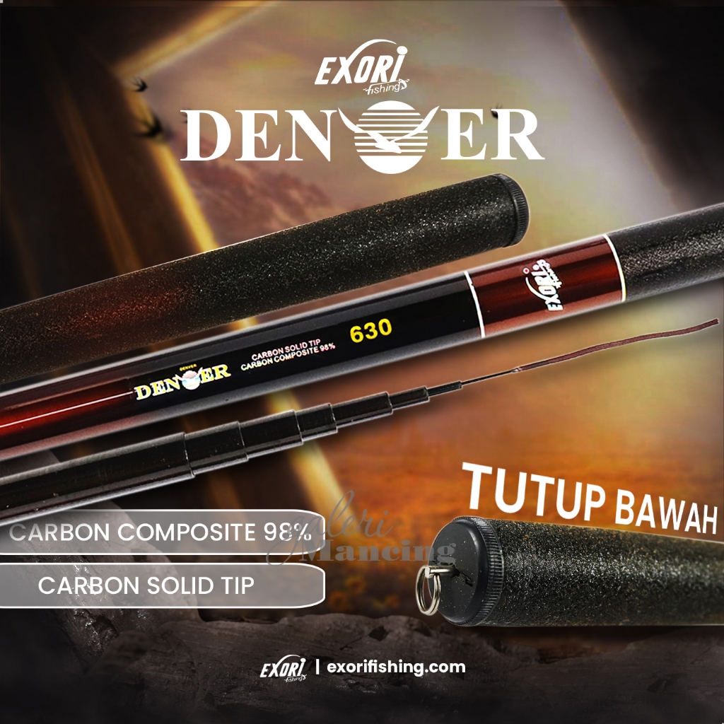 Joran Tegek Exori Denver 270 s/d 630 | Carbon Solid Tip Carbon Composite | Galeri Mancing