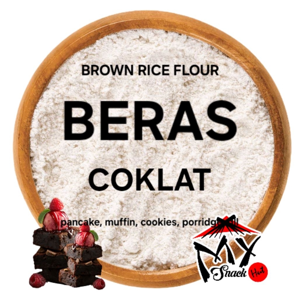TEPUNG BERAS COKLAT 1KG GLUTEN FREE BEBAS GLUTEN BROWN RICE FLOUR HALUS ROTI KUE CAKE MI MIE HALAL