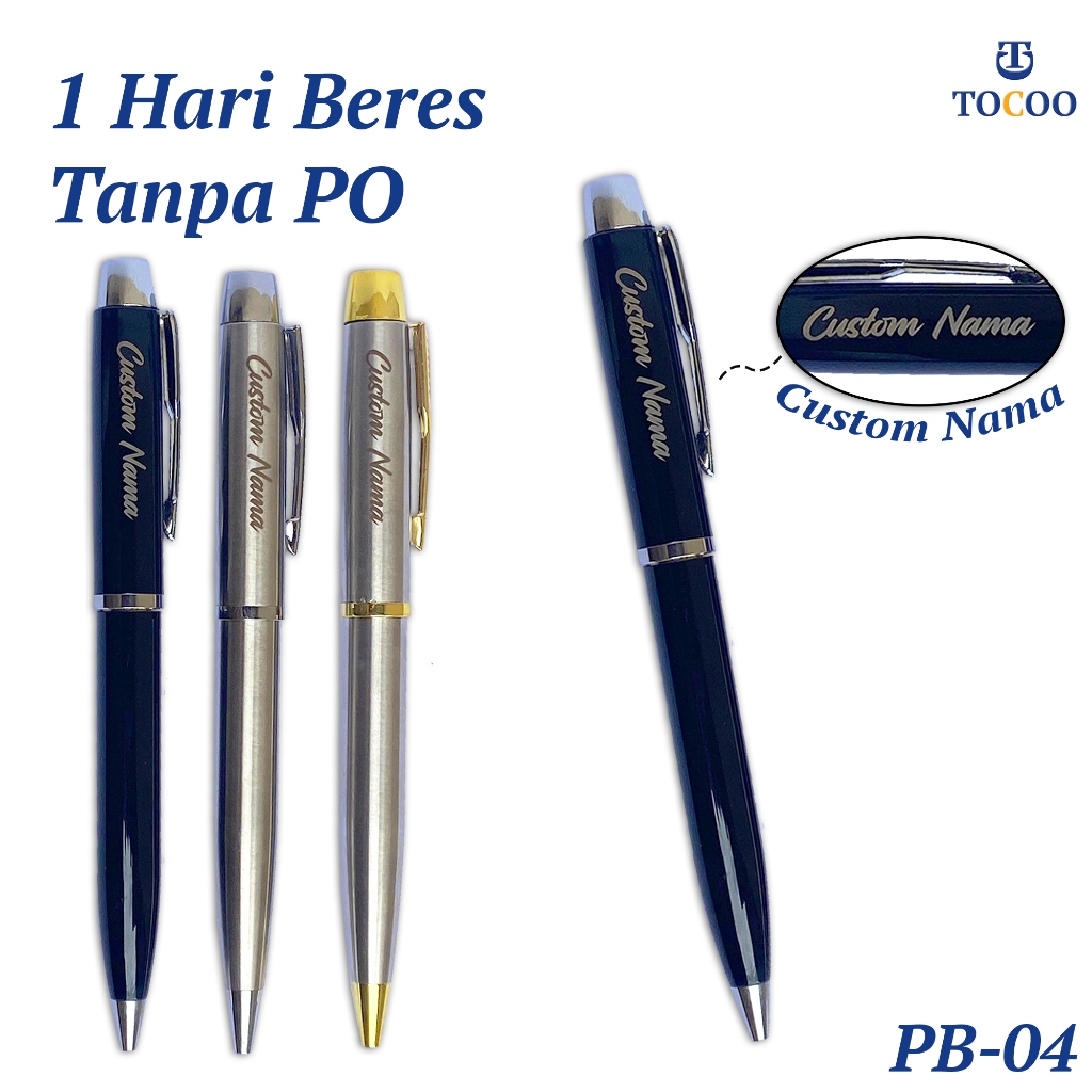 

Pulpen Custom Premium Free Tambah Nama Souvenir Promosi Bolpoin Metal PB-04