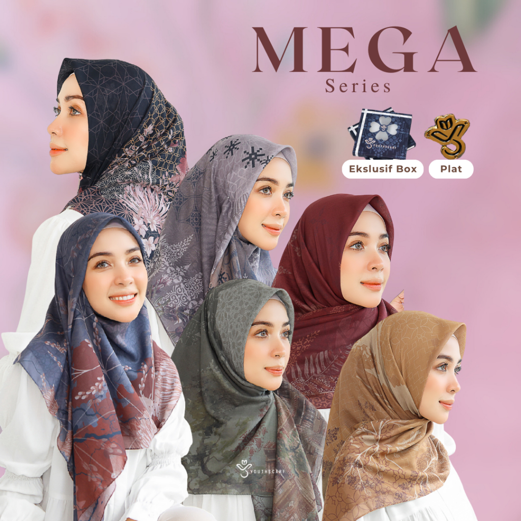 Youthscarf | Voal Signature | Mega Series | Hijab segiempat printing | Motif Terlaris