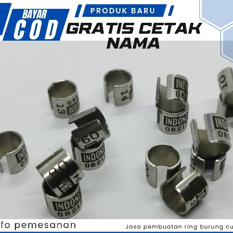 RING BURUNG BAJA BELAH 8MM 29 | CUSTOM CETAK NAMA | MERPATI DEWASA  NURI DLL