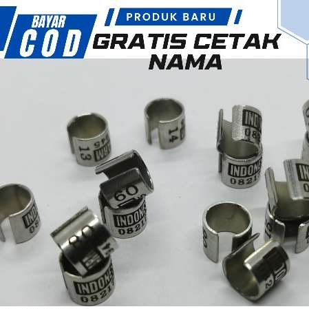 RING BURUNG BAJA BELAH 1CM 30 | CUSTOM CETAK NAMA | MERPATI DEWASA NURI DLL