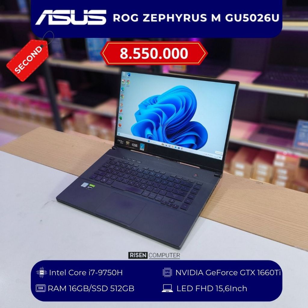ASUS ROG ZEPHYRUS M GU5026U Intel Core I7-9750H RAM 16GB SSD 512GB FHD 15.6inch Notebook Second Beka