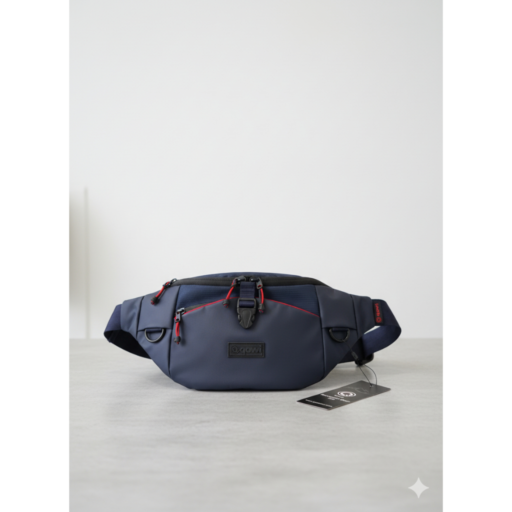 Waist Bag Pria QOWI Tas Pinggang Cowok Outdoor Travel Multifungsi