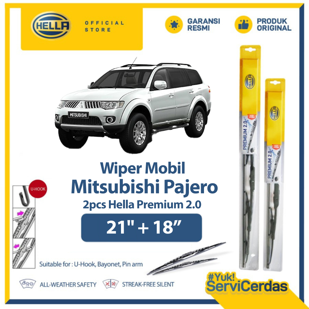 Wiper Mobil MITSUBISHI Pajero 21” + 18” (2pcs) - HELLA Premium 2.0