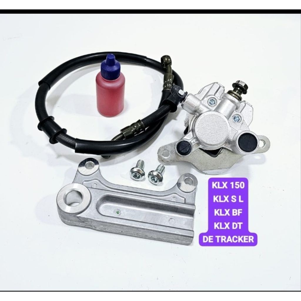 KALIPER BELAKANG KLX 150 KLX S L KLX BF KLX DT DE TRACKER D TREKER KAWASAKI SET BREKET SELANG REM MI