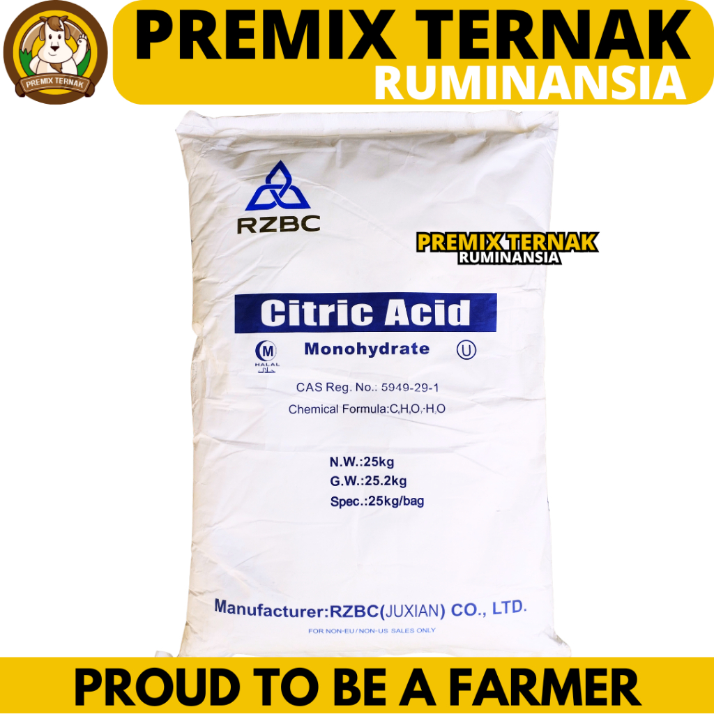 CITRIC ACID 25 KG MONOHYDRATE RZBC - FOOD GRADE - Sitrun Citrun Makanan Asam Sitrat Citric Acid