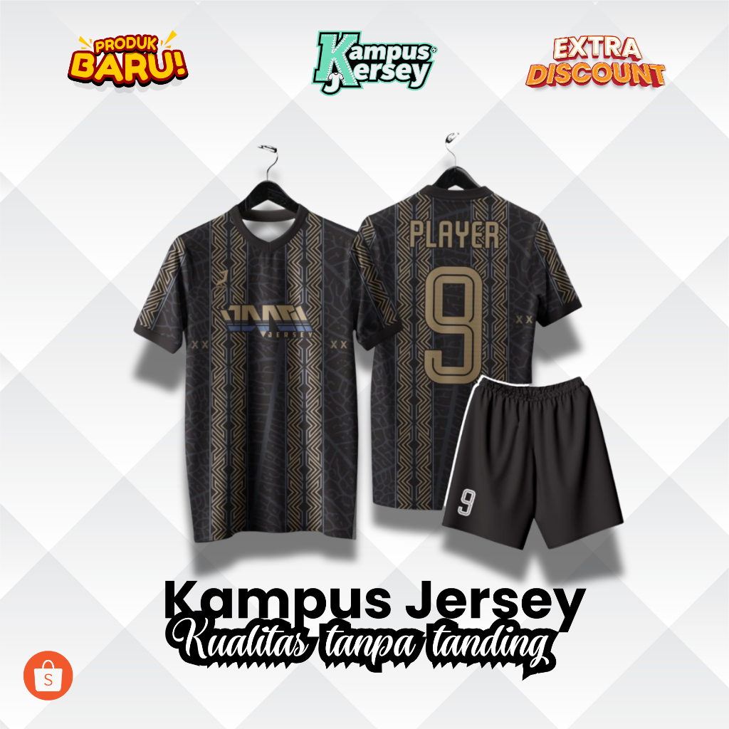 Javas Jersey Futsal Hitam Emas Custom Nama Nomor